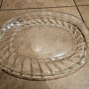 Large Clear Glass Serving Platter 18' X 15" Turkey Serving Platter
